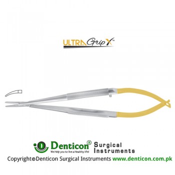 UltraGripX™ TC Barraquer Micro Needle Holder Curved - Smooth Jaws - Round Handle Stainless Steel, 13 cm - 5"